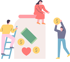 Illustration of people supporting families